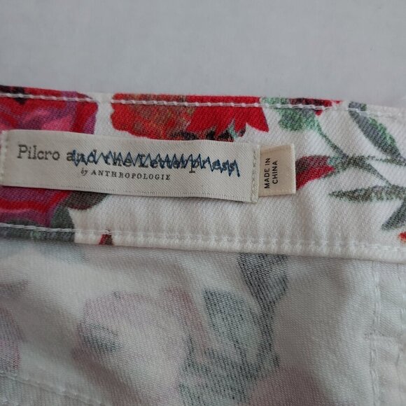 Anthropologie Pilcro Mid Rise Skinny Rose Floral Jeans Size 28 - Picture 11 of 12